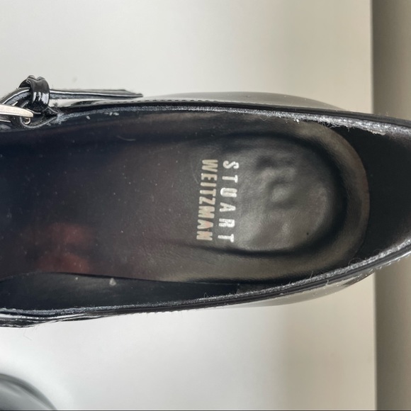 Stuart Weizman Black Patent Leather Peep Toe Mary Janes - Picture 6 of 15